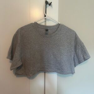 Gildan Gray Women's Short Sleeve Crop Top